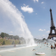 People cool off in the Trocadero fountains across from the Eiffel Tower during a heatwave.